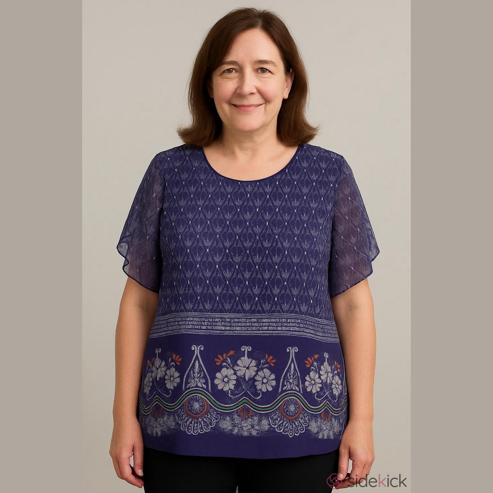 Purple Patterned Blouse - Picture 5 of 5